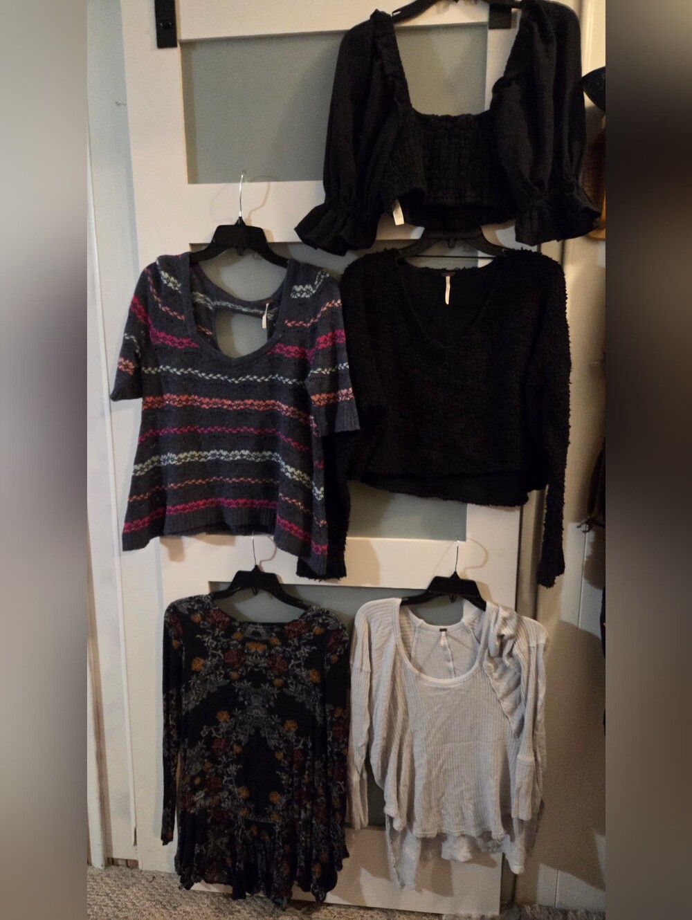 Free people lot 5pc top black sweater vneck dress S M womens